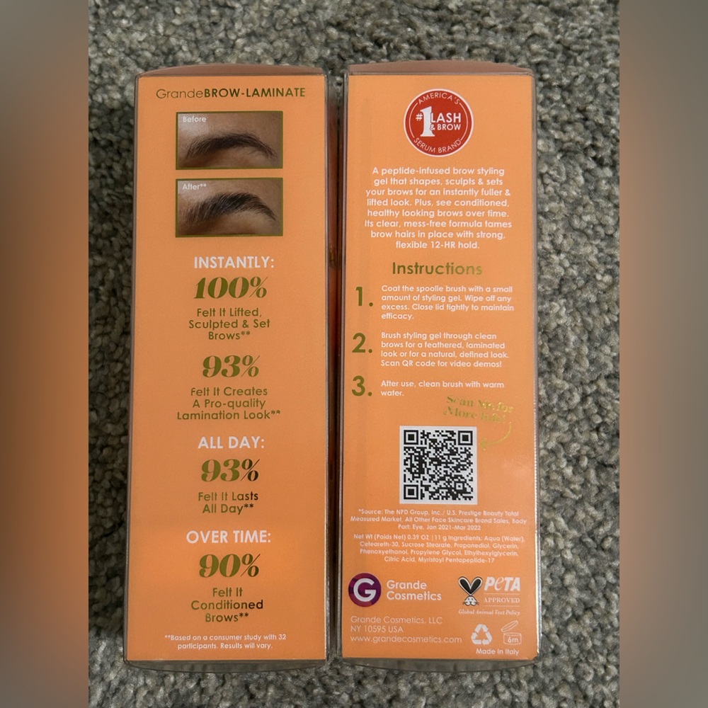 GrandeBROW Laminate Brow Styling Gel - Clear (2-Pack) - Picture 2 of 4